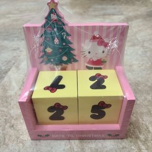 MDF Hello Kitty Countdown Block Calendar Days 'Til Christmas Pink and Yellow